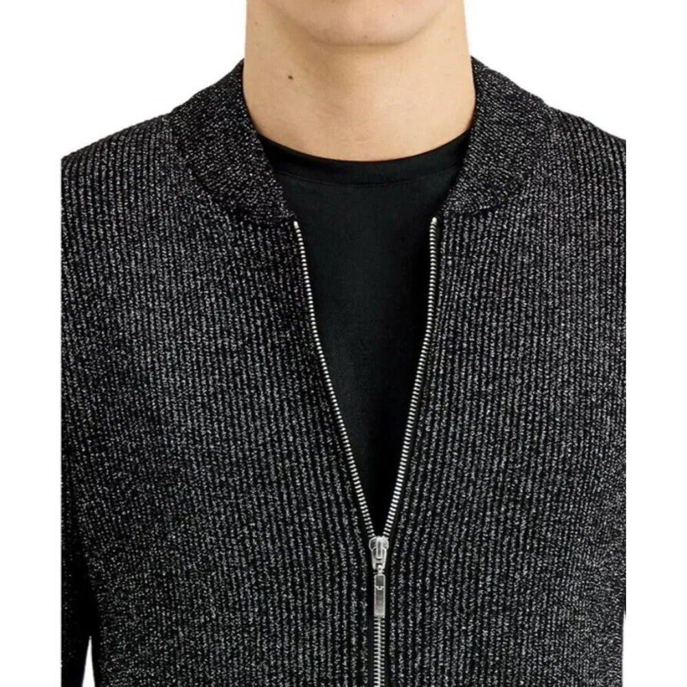INC International Concepts‎ Men's Metallic Ribbed-Knit Full Silver Combo XL